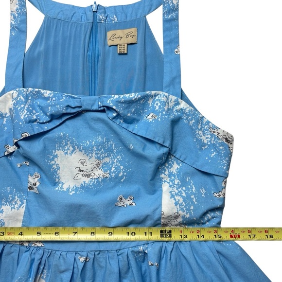Lindy Bop Carmela Paris Border Swing Dress US Size 10 Blue Retro Pinup *Read - Picture 12 of 16